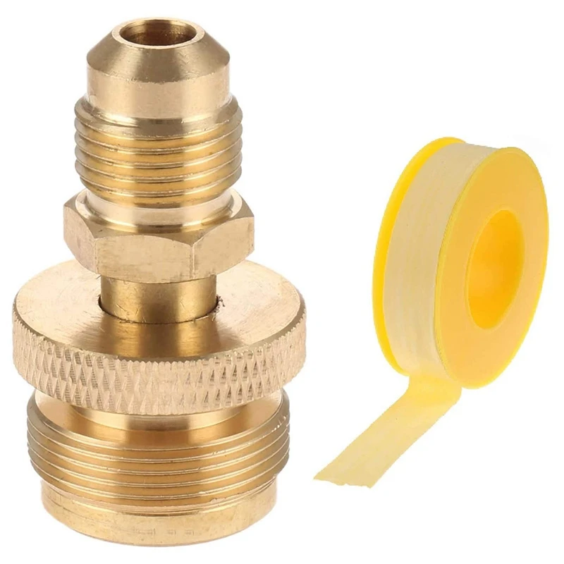 

LBER 1LB Portable Propane Regulator Adapter, 1in-20 Male Throwaway Cylinder Thread to 3/8in Male Flare (5/8in-18UNF) Fitting