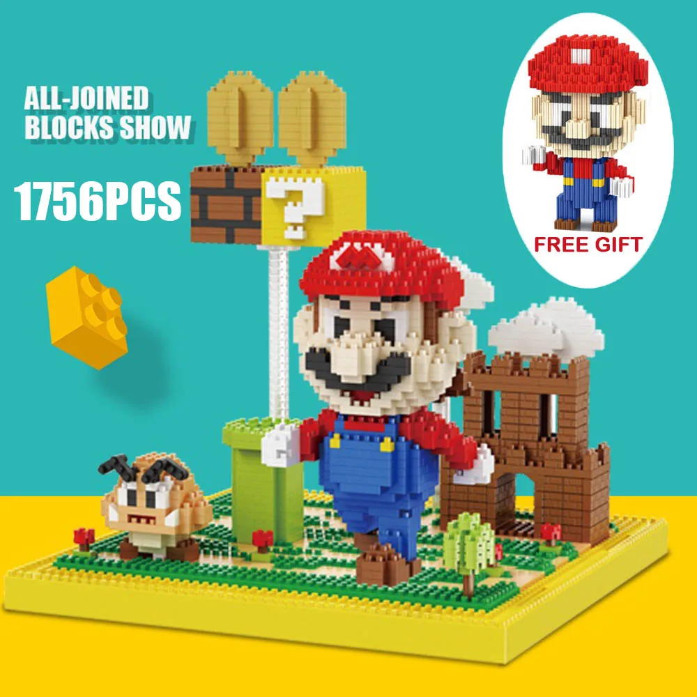 1756pcs Mario GIFT 2497 шт Супер Марио Луиджи мини алмазные Строительные блоки DIY кирпичные игрушки для детей развивающие игрушки для детей рождественские подарки - Цвет: 1756pcs Mario GIFT