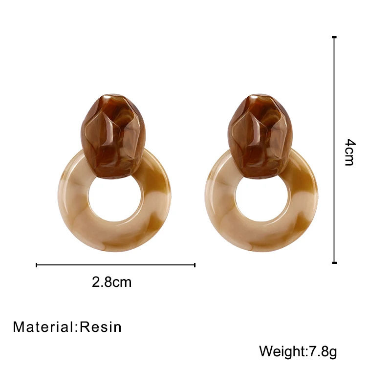 

Lifefontier Fashion Leopard Acrylic Resin Drop Earrings for Women Statement Beige Round Circle Pendant Earring Wedding Jewelry