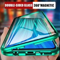 360 magnetic adsorption metal case for xiaomi redmi note 9 8 7 k20 pro 8t 9a 8a mi note 10 lite poco x3nfc glass cover