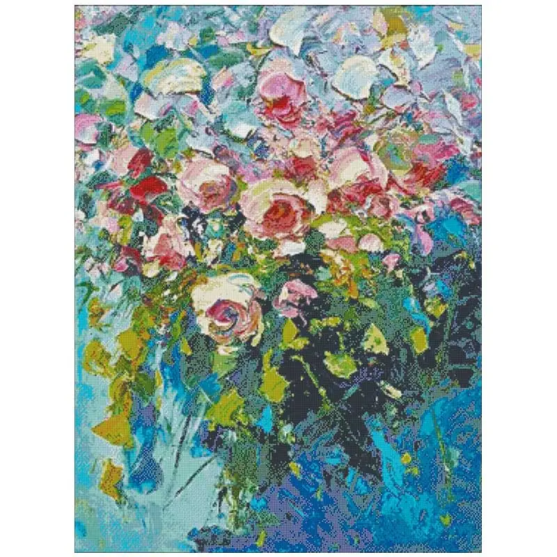 

Oil painting Rose flower Counted Cross Stitch 11CT 14CT 18CT 28CT DIY Cross Stitch Kits Embroidery Needlework Sets home decor