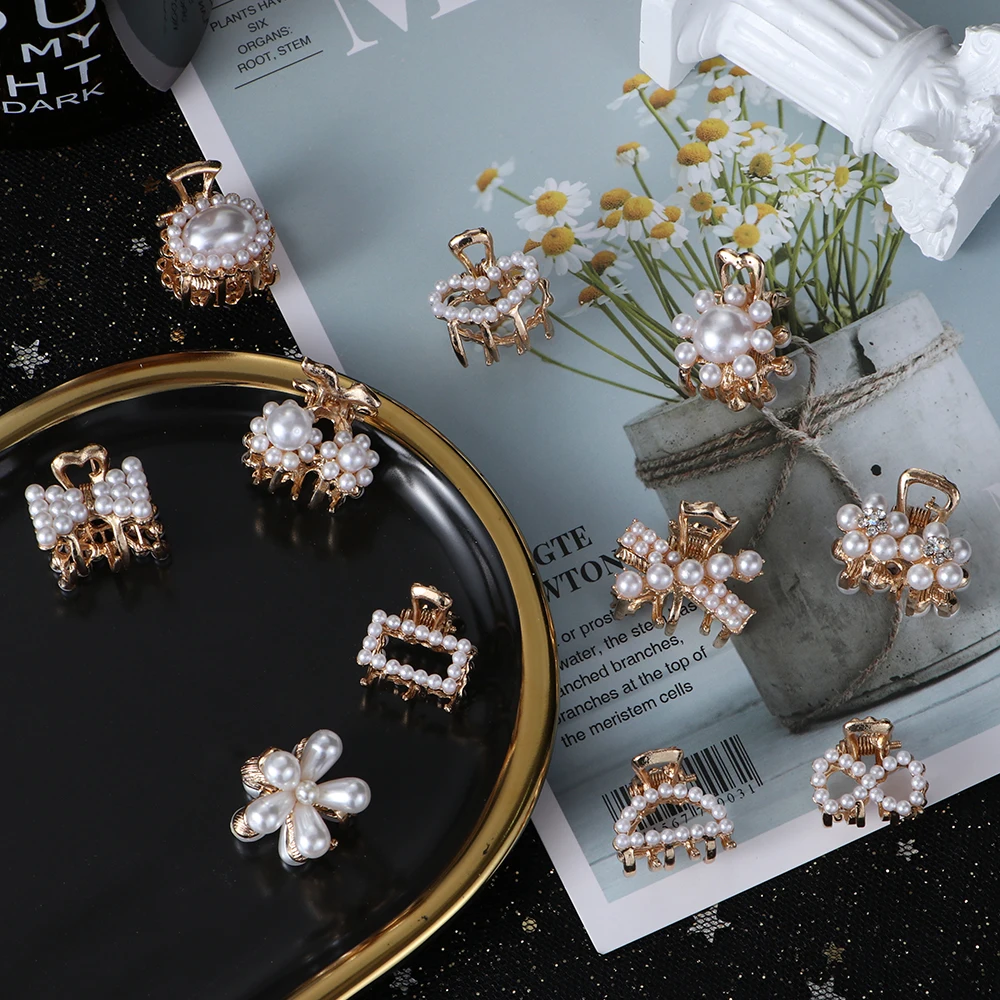 1 шт. мини жемчужные волосы крабы для волос ретро горный хрусталь цветок Краб