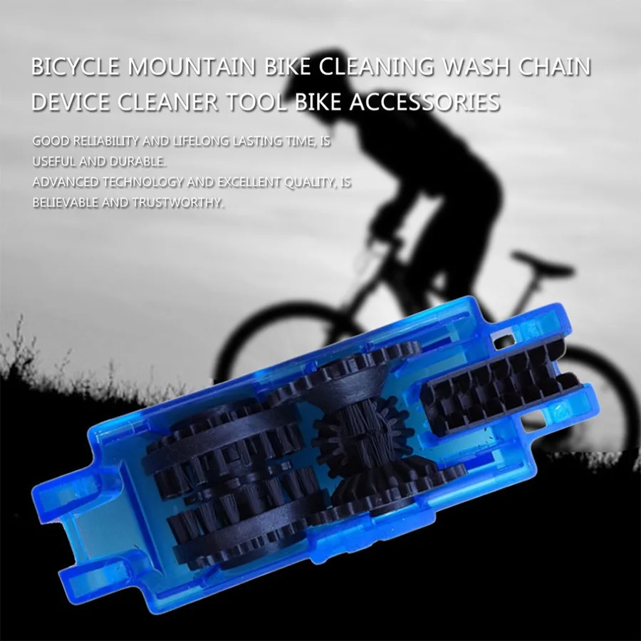 Aliazon Portable Bicycle Chain Cleaner Bike Brushes Scrubber Wash Tool Mountain Kit Outdoor Accessory 