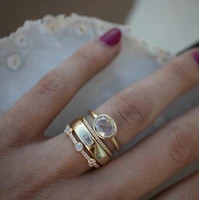 021 4pcsset fashion rhinestones crystal wedding band for women statement trend jewelry gift vintage women rings set