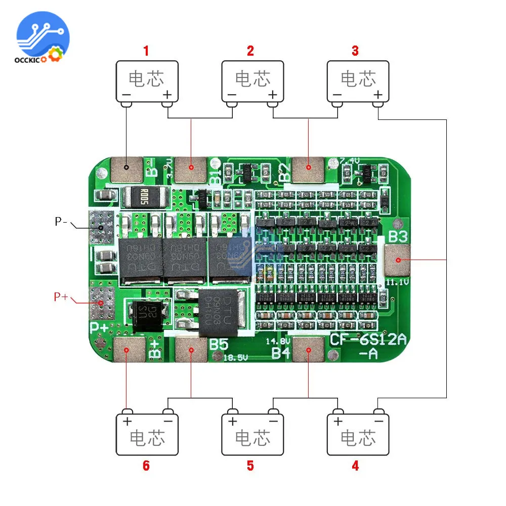 Bms 6S 15A 18650 Защитная плата для заряда батареи для 6 упаковок литий-ионный аккумулятор 18650 аксессуары балансировочный аккумулятор 25,5 в