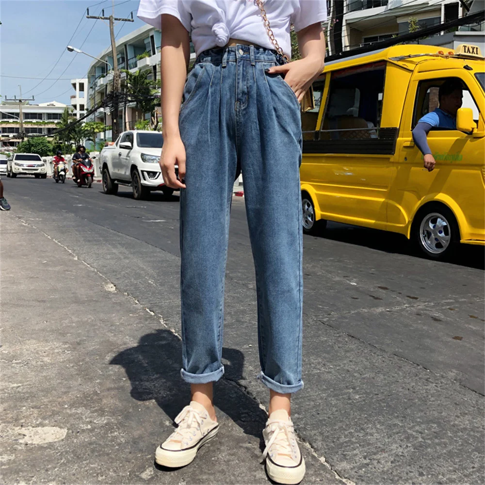 

Женские джинсы с высокой талией Harajuku, узкие брюки-карго