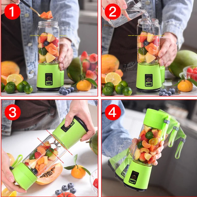 

380ml Portable Juicer Electric USB Rechargeable Smoothie Blender Machine Mixer Mini Juice Cup Maker fast Blenders food processor
