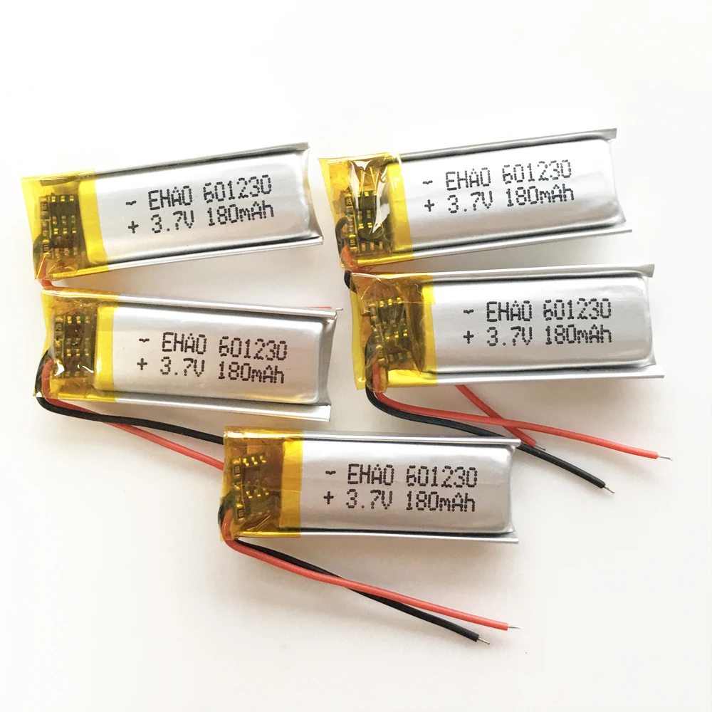 

5 pcs 3.7V 200mAh 601230 Lithium Polymer LiPo Rechargeable Battery cells For Mp3 GPS bluetooth headphone headset smart watch