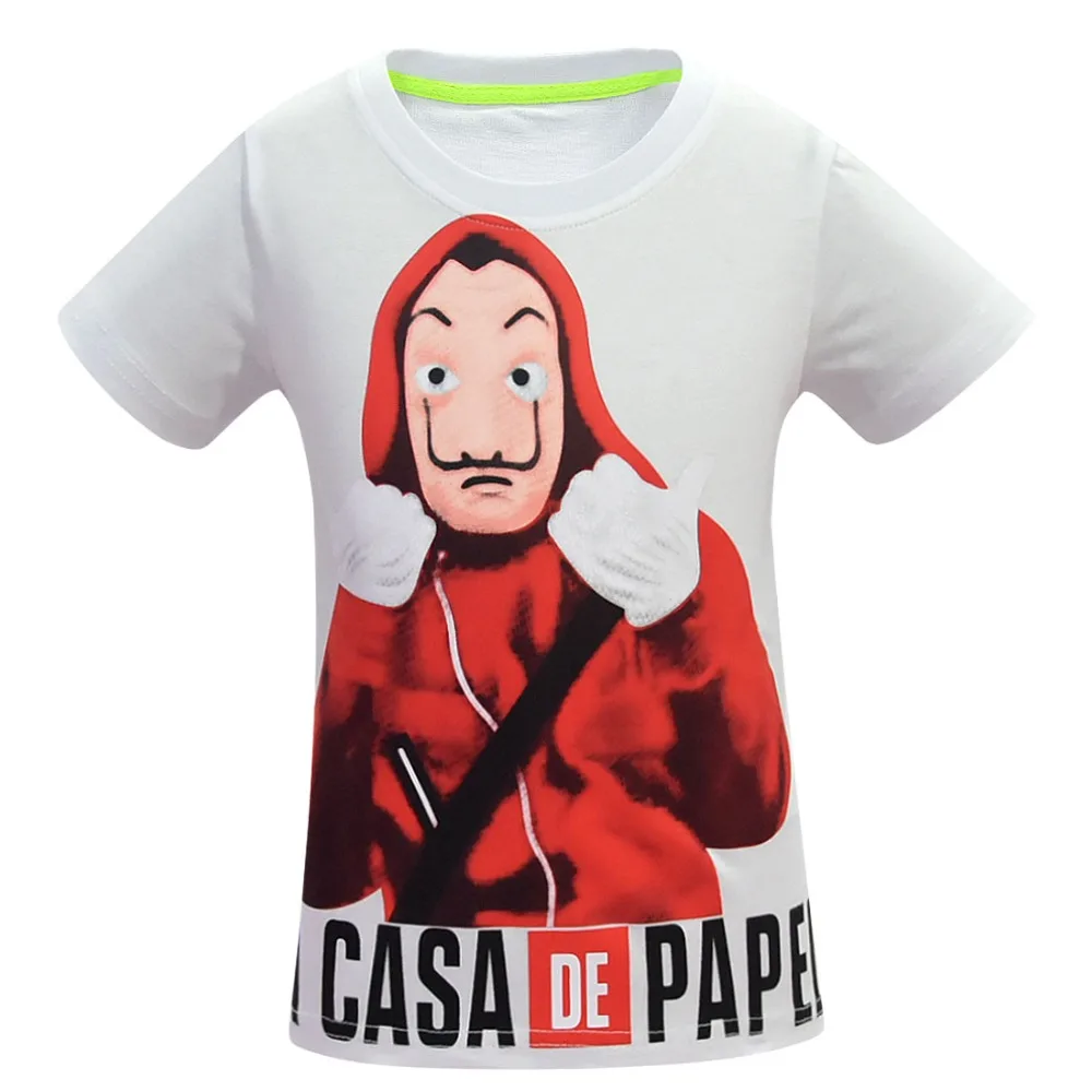 La Casa De Papel/детская футболка Летняя футболка для маленьких мальчиков и девочек, топы с рисунком денег, Детская футболка одежда из бумаги «House of paper» Enfant Happy