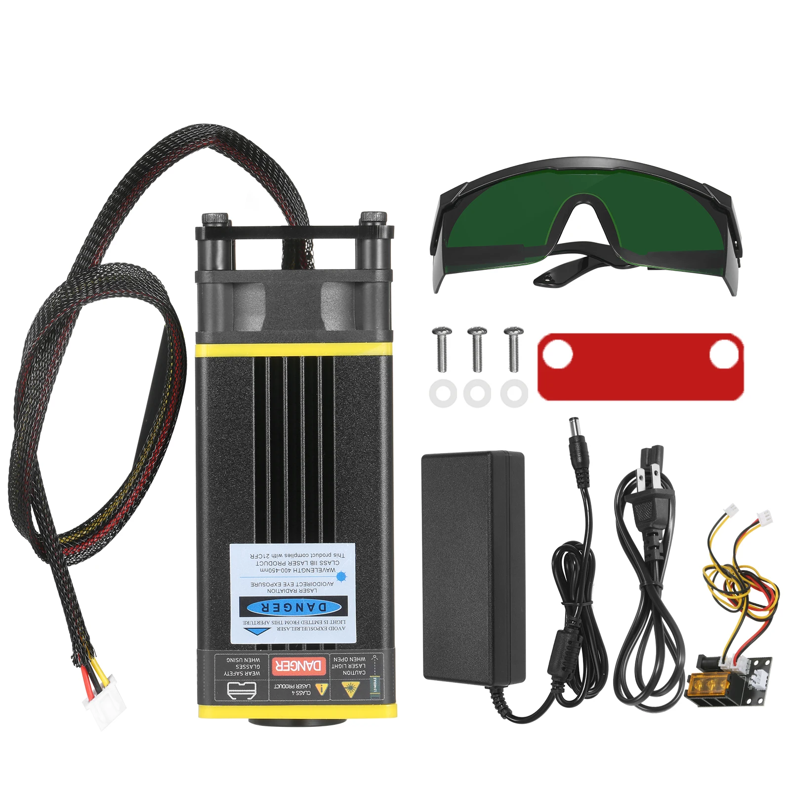 

40W Laser Module Kit 450nm Blue Laser Fixed Focal Length Laser Head Cutting Module 3D Printer 2 PIN 3 PIN Cable and Power Supply