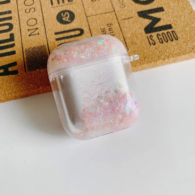 Блестящий жидкий зыбучий песок Жесткий Чехол для AirPods Блестящий Защитный чехол для беспроводных наушников чехол для Apple Airpods зарядка сумки - Цвет: D