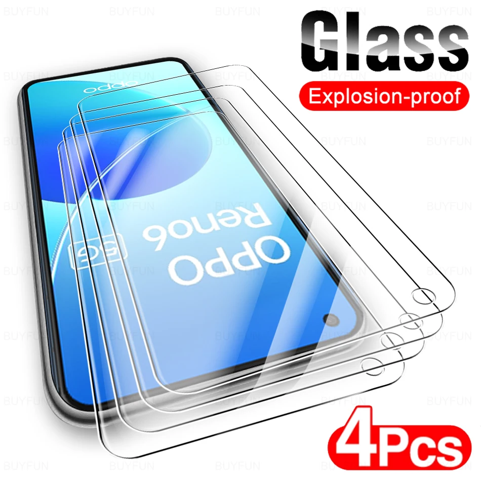 

4PCS Full Cover Protective Glass For OPPO Reno 6 5G Tempered Film For Reno 5 4G 5G 5 Lite 6 5 Z 5 F Screen Safety Protector
