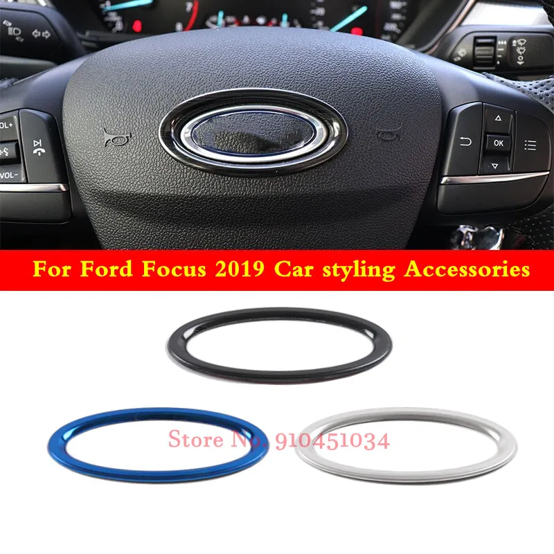 

For Ford Focus MK4 2019 Steering wheel trim Sequin Cover Emblem Insert Trim Cover Interior Stainless Car styling Accessories