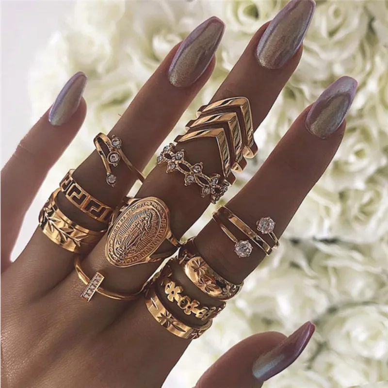 

Simple Creative Inlaid Diamond 13 Piece Set Rings Jewelry Accessories