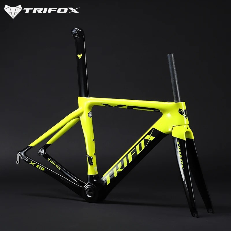 Карбоновая mtb шоссейная рама велосипеда T1000 UD дешевая TRIFOX для велосипеда из углерода из Китая рама для горного велосипеда 29er 48 51 54 56 велосипедная карбоновая рама - Цвет: Цвет: желтый
