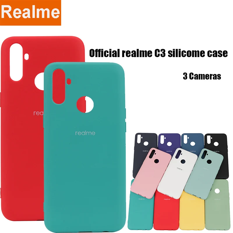 Оригинальный чехол для Realme C3 из жидкого силикона шелковистая мягкая на ощупь