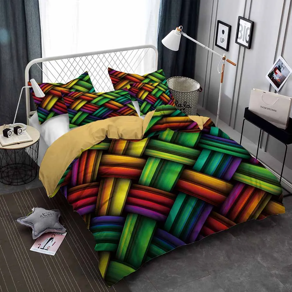 

Knit Crossing Shape Bedding Set Colorful Duvet Cover Sets Comforter Bed Linen Twin Queen King Single Size Dropshipping