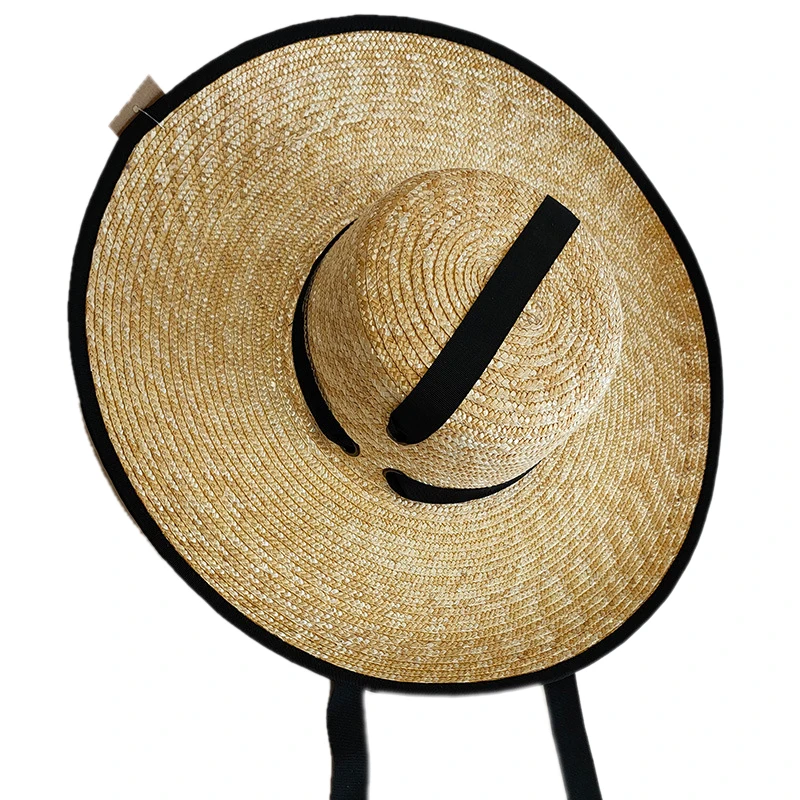 

Summer Sunscreen Beach Caps Women Elegant and Natural Wide Brim Straw Hats Lady Classic Ribbon Decoration Casual Hat Panama Cap
