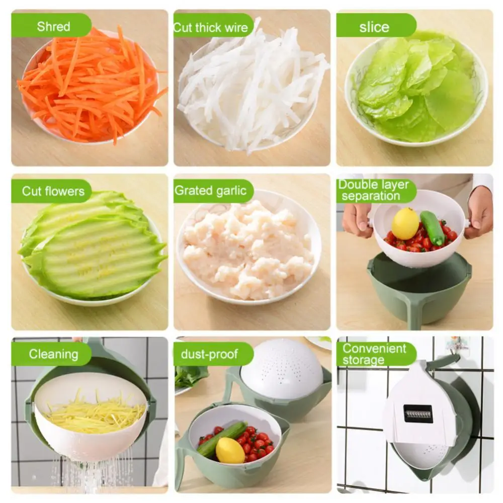 

Magic Multifunctional Rotary Vegetable Cutter with Drainer, Fruit Vegetable Grater, Kitchen Creative Tool Drop Shipping
