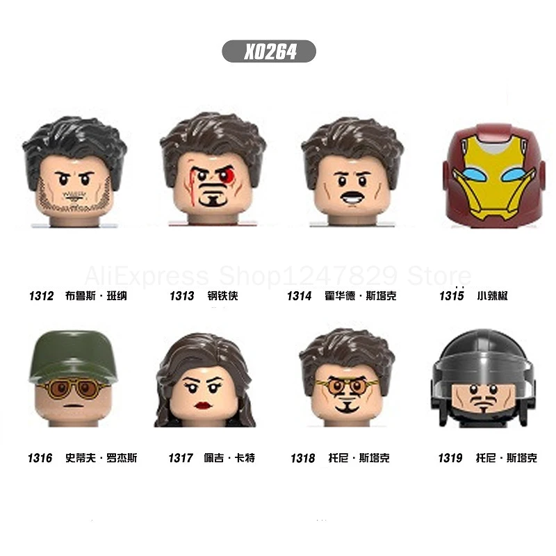 

2021 MK Single Sale Robert Head Building Blocks Brick Widow Iron Captain Head Figures For Children Toys X0264