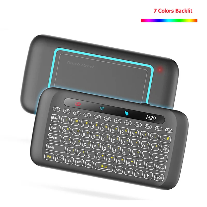

H20 Backlight Touchpad Mini Wireless Keyboard Air Mouse IR Leaning Remote Control Auto-rotation for Andorid Box Smart TV Windows