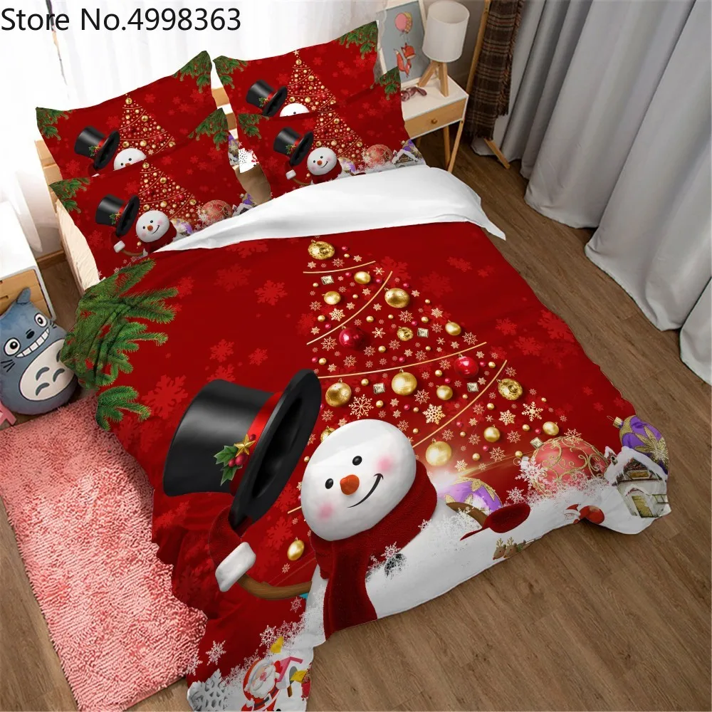 Счастливого Рождества одеяло чехол Снеговик Рождественская елка подарок печать