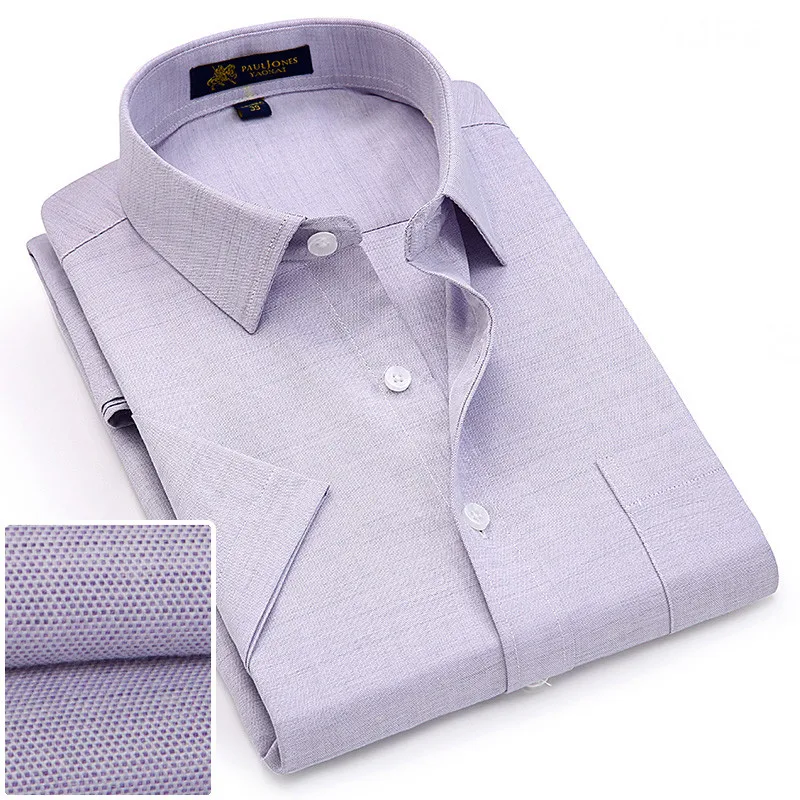 

Summer turndown collar short sleeve oxford fabric soft print business men smart casual shirts with chest pocket S-4xl 8color