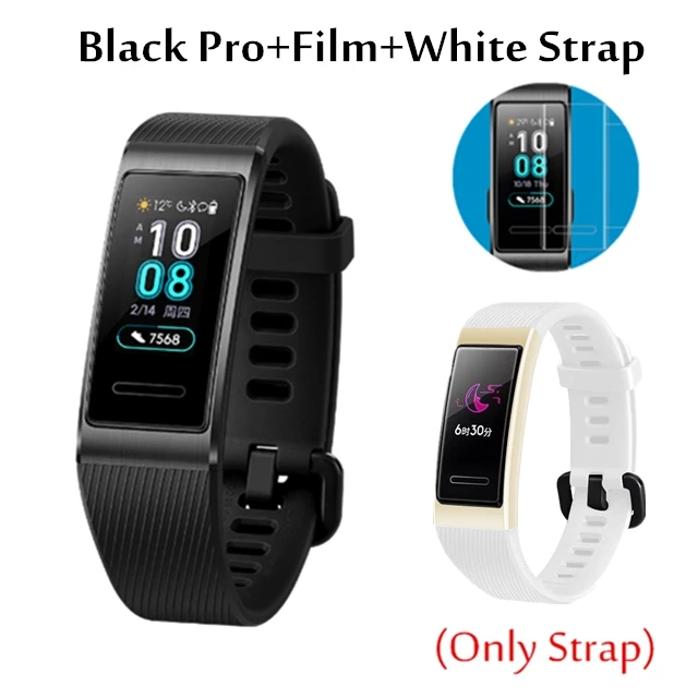Black add white Huawei Band 3 Pro Band 3 умный браслет band 3 pulseira трекер для плавания Водонепроницаемый Bluetooth фитнес-трекер сенсорный экран - Цвет: Black add white