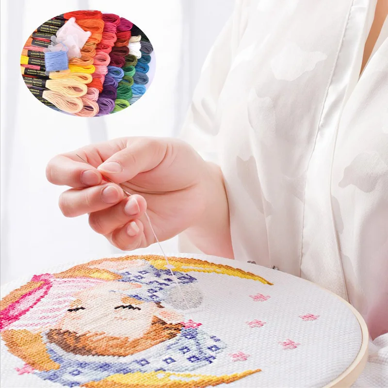 

Sewing Embroidery Pen Punch Needle Kit Craft Cross Stitch Threads Set Embroidery Hoop DIY Knitting Needlework Accessory Tools