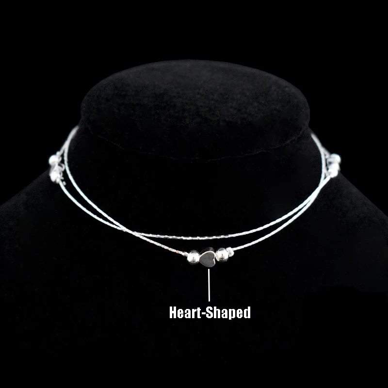 Двухслойная цепочка-ножной браслет для женщин амулет в форме сердца и звезды