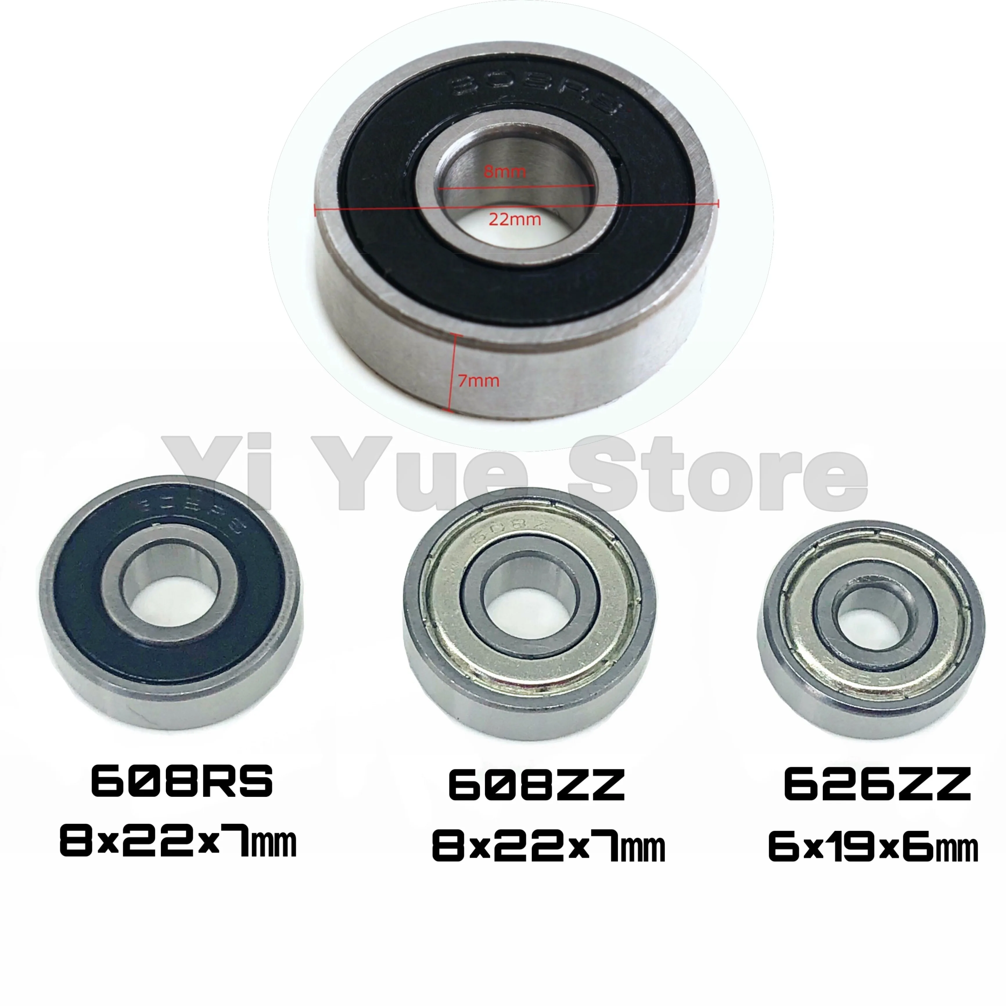 10 шт./лот 608RS подшипник 8*22*7 мм ABEC-5 скейтборд скутер 608 2RS роликовые подшипники