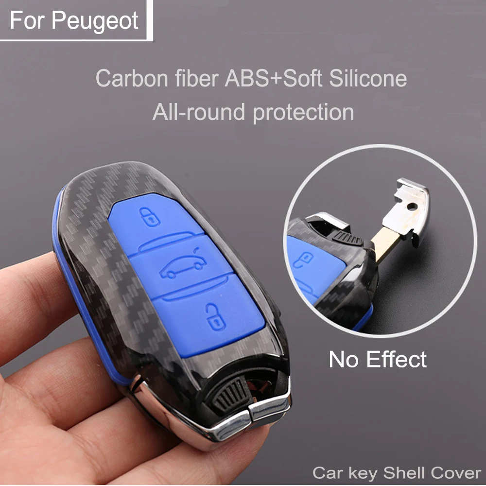 

New ABS Car Key Case Full Cover For Peugeot 308 408 508 2008 3008 4008 5008 Citroen C4 C4L C6 C3-XR Smart Shell Accessories