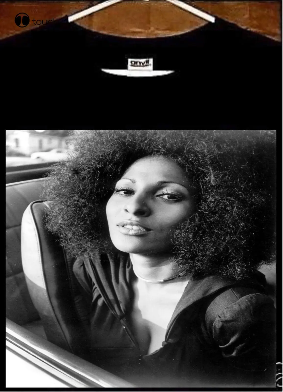 Коричневая футболка с надписью Pam Grier Foxy | Женская одежда