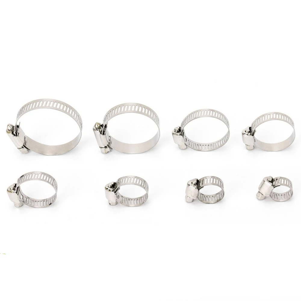 

90 PCS/Box 80pcs Multi Size 8mm-44mm Stainless Steel Hoop Clamp Hose Clamp Stainless Steel Set automotive pipes clip Fixed tool