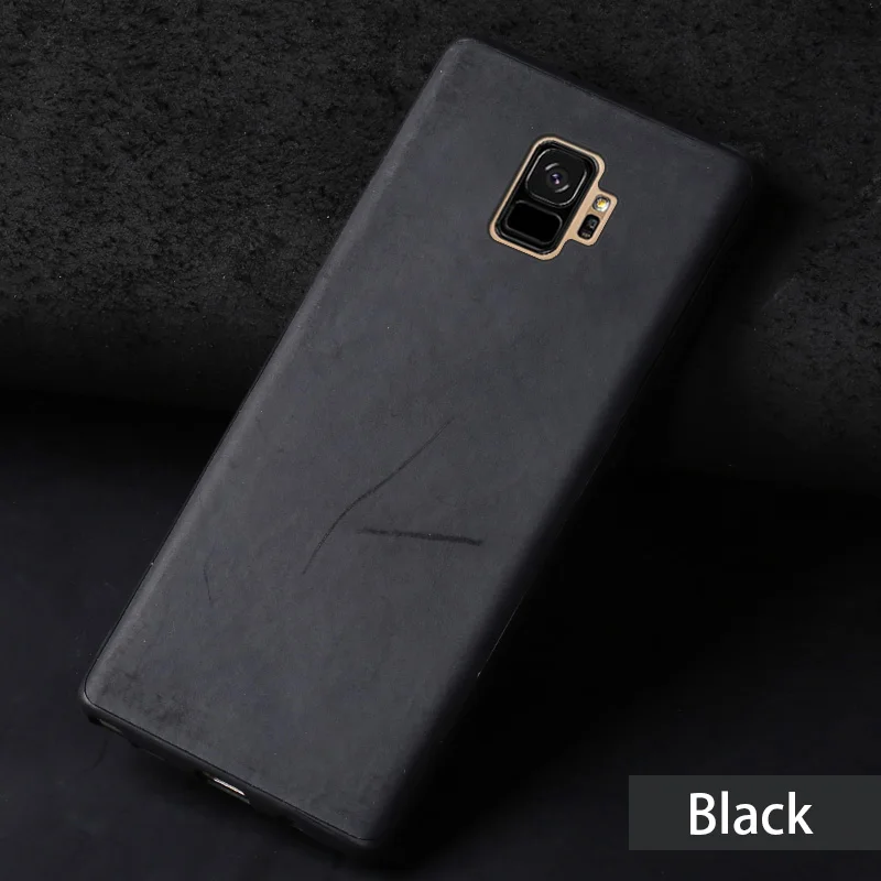 Black Чехол для samsung Galaxy S7edge S8 S9 S10 плюс A10 A20 A30 A50 A70 из воловьей кожи чехол для Note 8, 9, 10, A5 A7 A8 J5 J6 J7 чехол - Цвет: Black