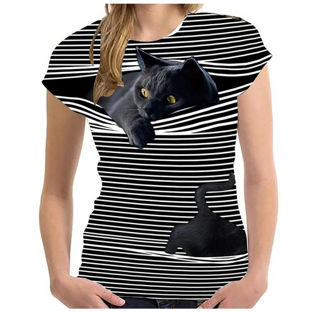 Мода 2020 новая крутая футболка Мужская/Женская 3d Футболка с принтом двух котов