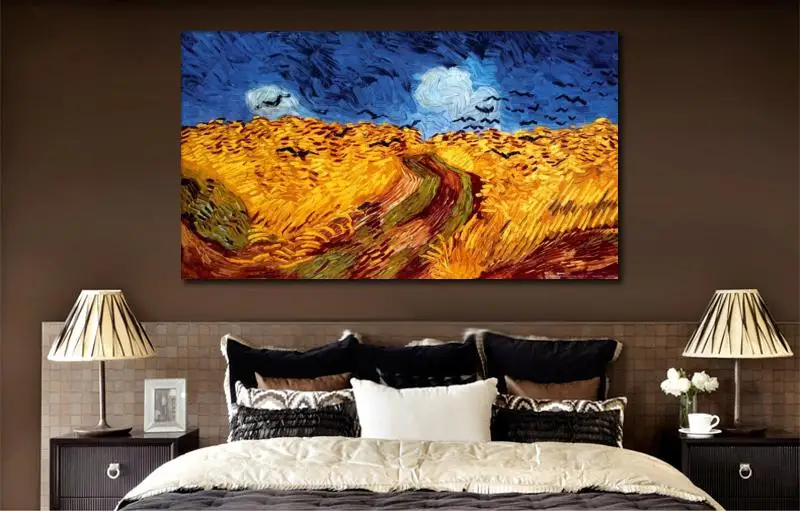 Kopen Wall Art Korenveld Met Kraaien Vincent Van Gogh Schilderijen Op Canvas Landschappen Foto Voor Woonkamer Handgeschilderde Hoge Kwaliteit