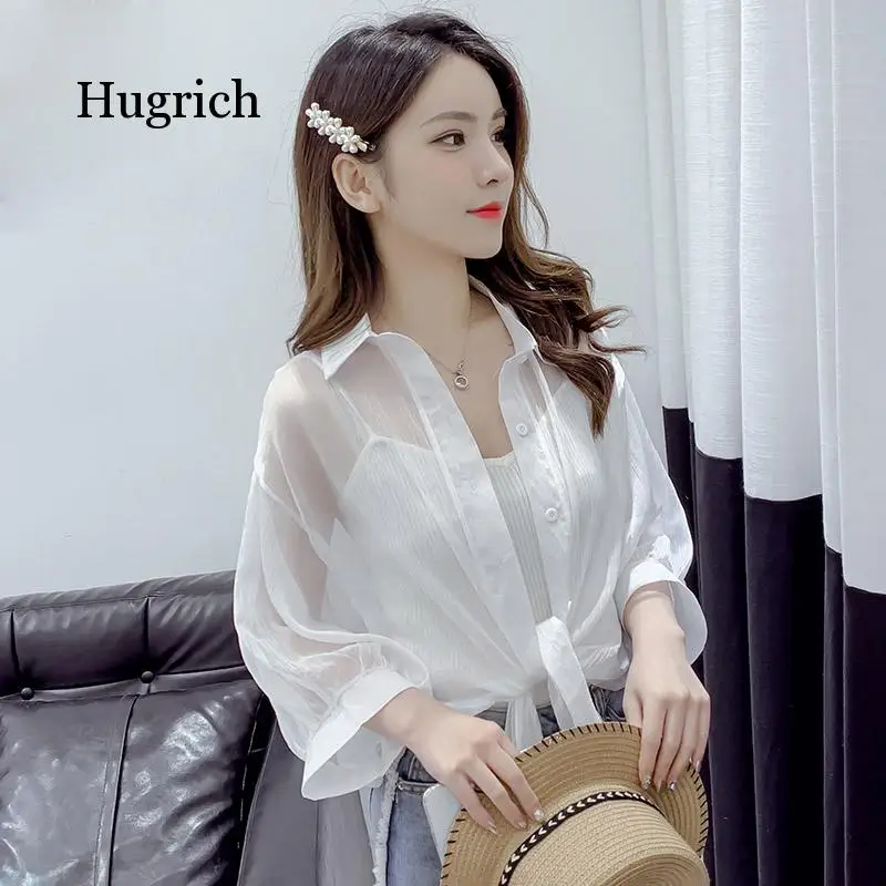 

Shirts Women Half Sleeve Button Up Chiffon Blouses Female Elegant Casual Solid OL Shirts For Women 2020 Autumn
