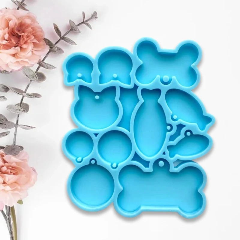 

95AB Cats Fishes Bones Combination Keychain Pendant Epoxy Resin Mold Jewelry Necklace Silicone Mould DIY Crafts Decorations Tool