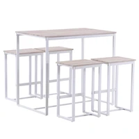 oak simple diningbar table and chairs set of 5 pvc paper lacquered white matte 100x60x87cm stylish mufti functionalus stock