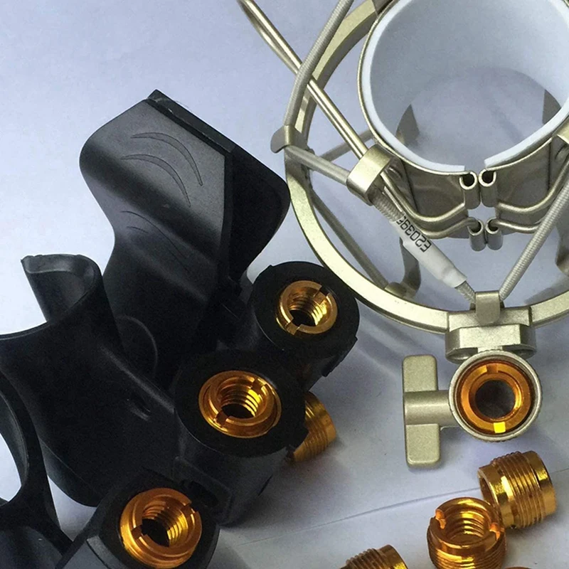 12 шт. Женских резьбовых гайки адаптеров винтовые держатели для микрофона стойки Золотые и Серебряные.