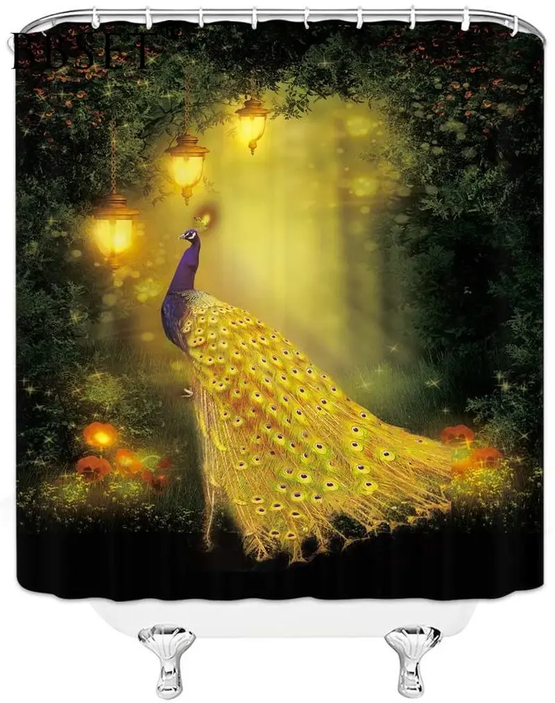 Занавеска для душа Золотой Павлин водонепроницаемая многоразмерная | Дом и сад