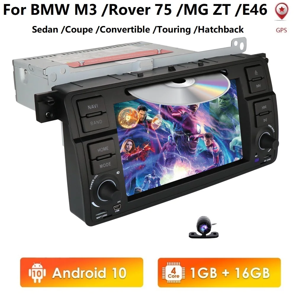 Авторадио 1 Din Android 10 4G 64G IPS автомобильный DVD плеер для BMW E46 мультимедиа M3 318/320/325/330/335