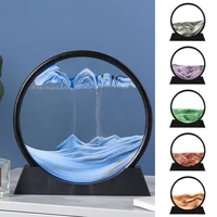 moving sand art picture round glass 3d deep sea sandscape in motion display flowing sand frame sand painting home decorations