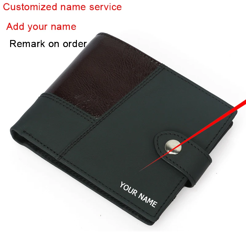 Men Genuine Leather Wallet Slim Bussiness Card Holder Wallets with Money Bag & Photo ID Window Male Coin Purse