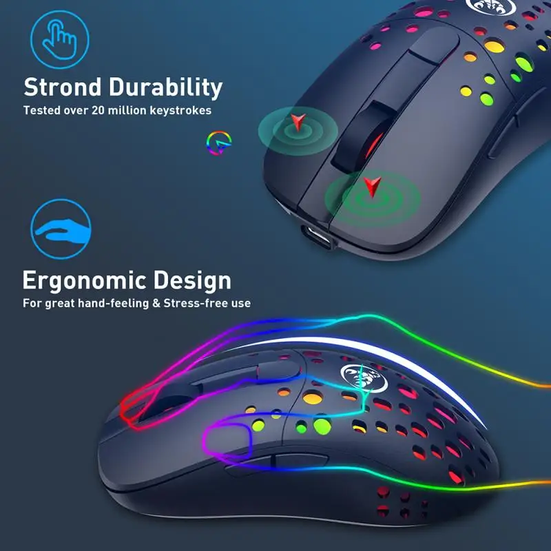 

Wireless Mouse RGB 2.4G Wireless Computer Mouse Silent Rechargeable Ergonomic Mause With LED Backlit USB Optical Mice For PC