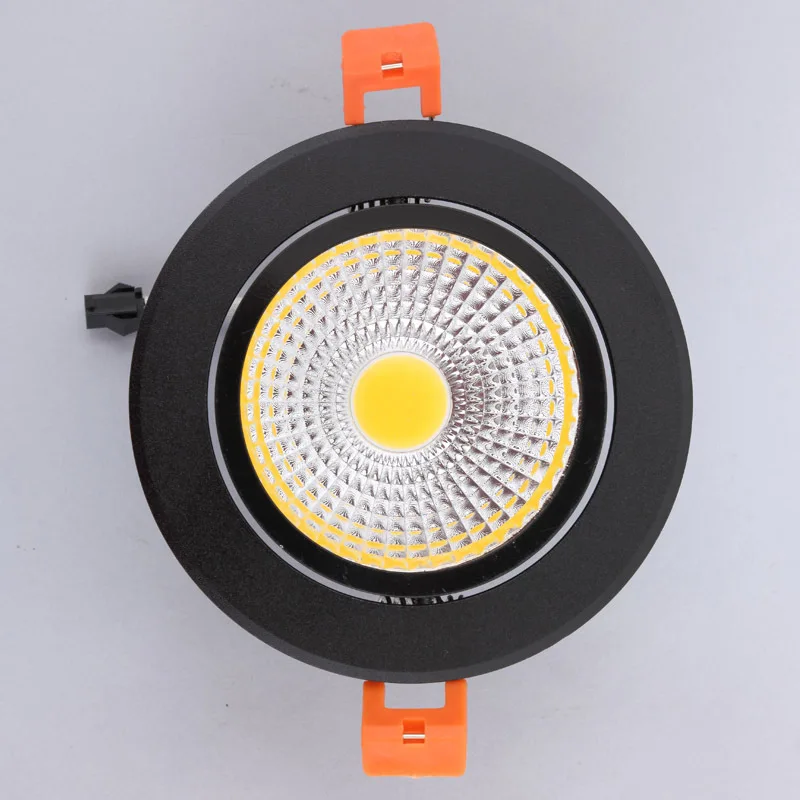 Черный круглый Dimmable утопило светодиодный потолочный COB светильник 5 W/7 W/9 W/12 W/Встраиваемый светодиодный точечный Потолочный Светильник 3000K 4000K 6000K AC90-265V