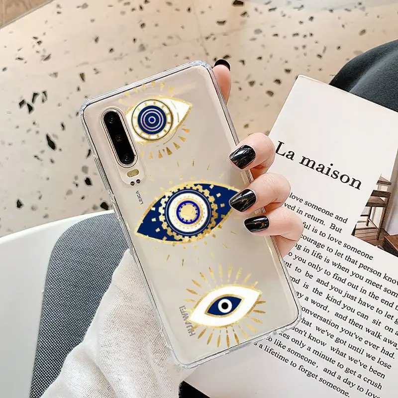 

Fashion Evil eye lucky Phone Case Transparent for Samsung A71 S9 10 20 HUAWEI p30 40 honor 10i 8x xiaomi note 8 Pro 10t 11