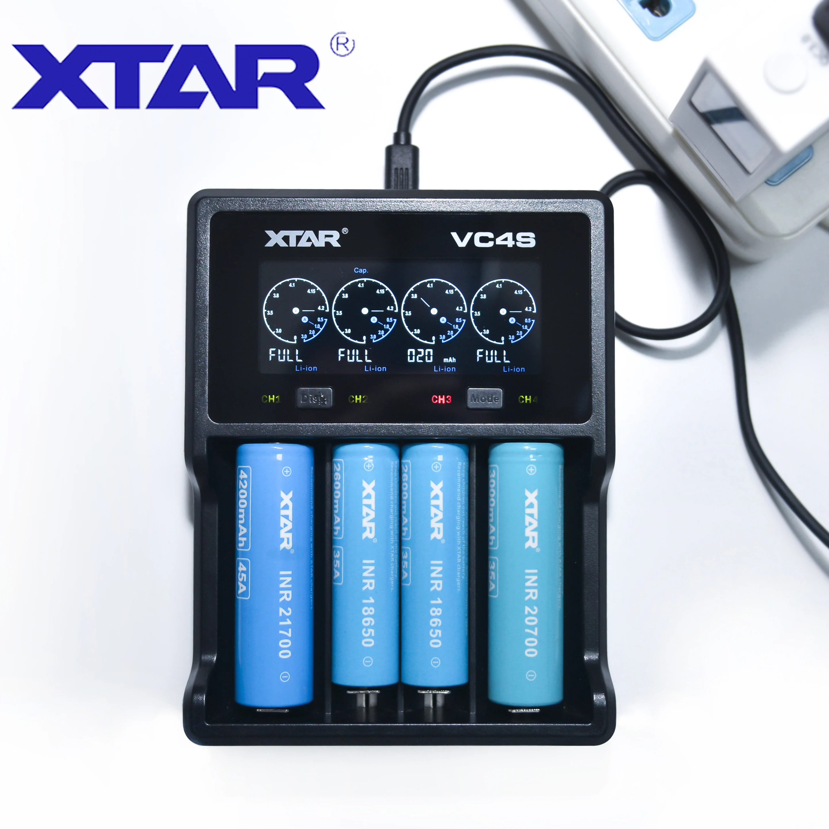 Зарядное устройство XTAR VC4S с дисплеем макс. 3 А QC3.0 быстрая зарядка для