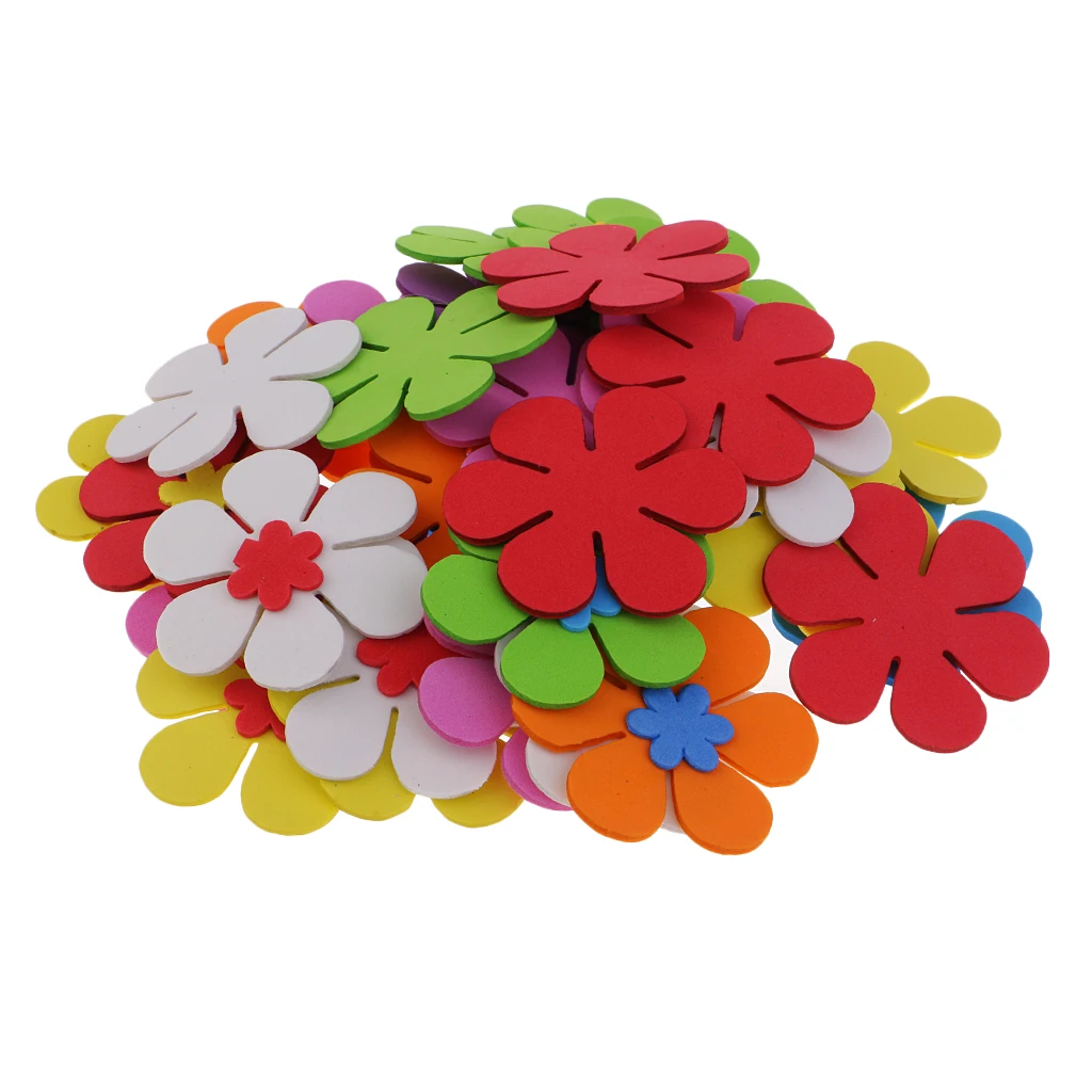 

40 Pieces Many Foam Flowers Embellishment Foam Stickers For Children